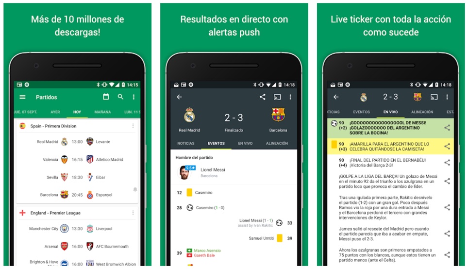 Aplicación FotMob de resultados de fútbol