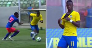 Magistral elástica de Vinicius Júnior en un amistoso Sub-20 contra Colombia!