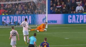 blooper de gea y gol del barcelona