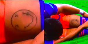 el tatuaje de la pierna de roger martinez. nirvana carita feliz