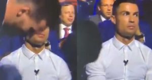 La cara de Cristiano cuando Messi fue elegido como Mejor Delantero de la Champions