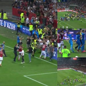 Aficiónados del Nice se metieron a la cancha en pleno partido entre Nice y Olympique de Marseille para agredir a los jugadores del club rival por lo que fue suspendido el juego uno de los hinchas empezó aventandole un objeto a Payet