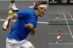 El pelotazo de Tiafoe a Federer en su despedida durante la Laver Cup