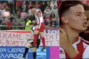 James Rodríguez se disfrazó de Cristiano y clavó de CABEZA el primer gol con el Olympiacos